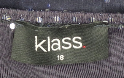 Klass Women's Blue Sequin Tunic Blouse Size 18