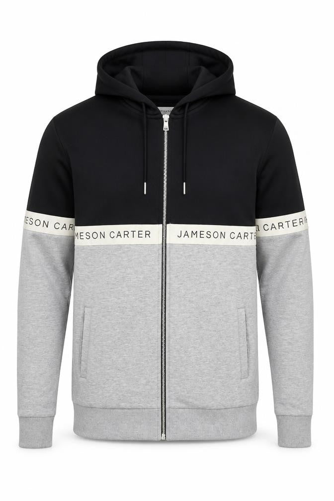 Jameson Carter Men's Black Grey Full Zip Hoodie M