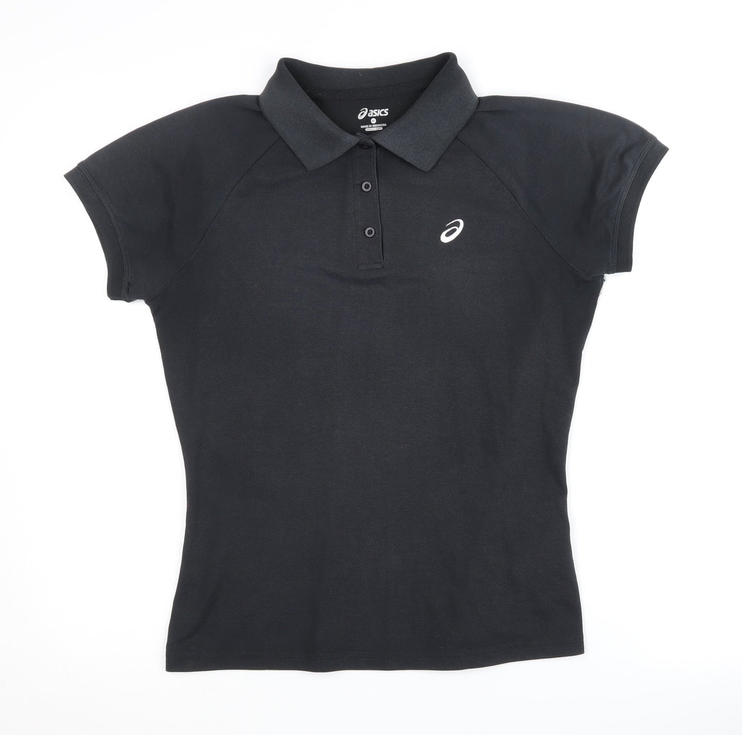 Asics Women's Black Polo Shirt, M, Cotton-Poly Blend