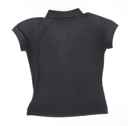 Asics Women's Black Polo Shirt, M, Cotton-Poly Blend