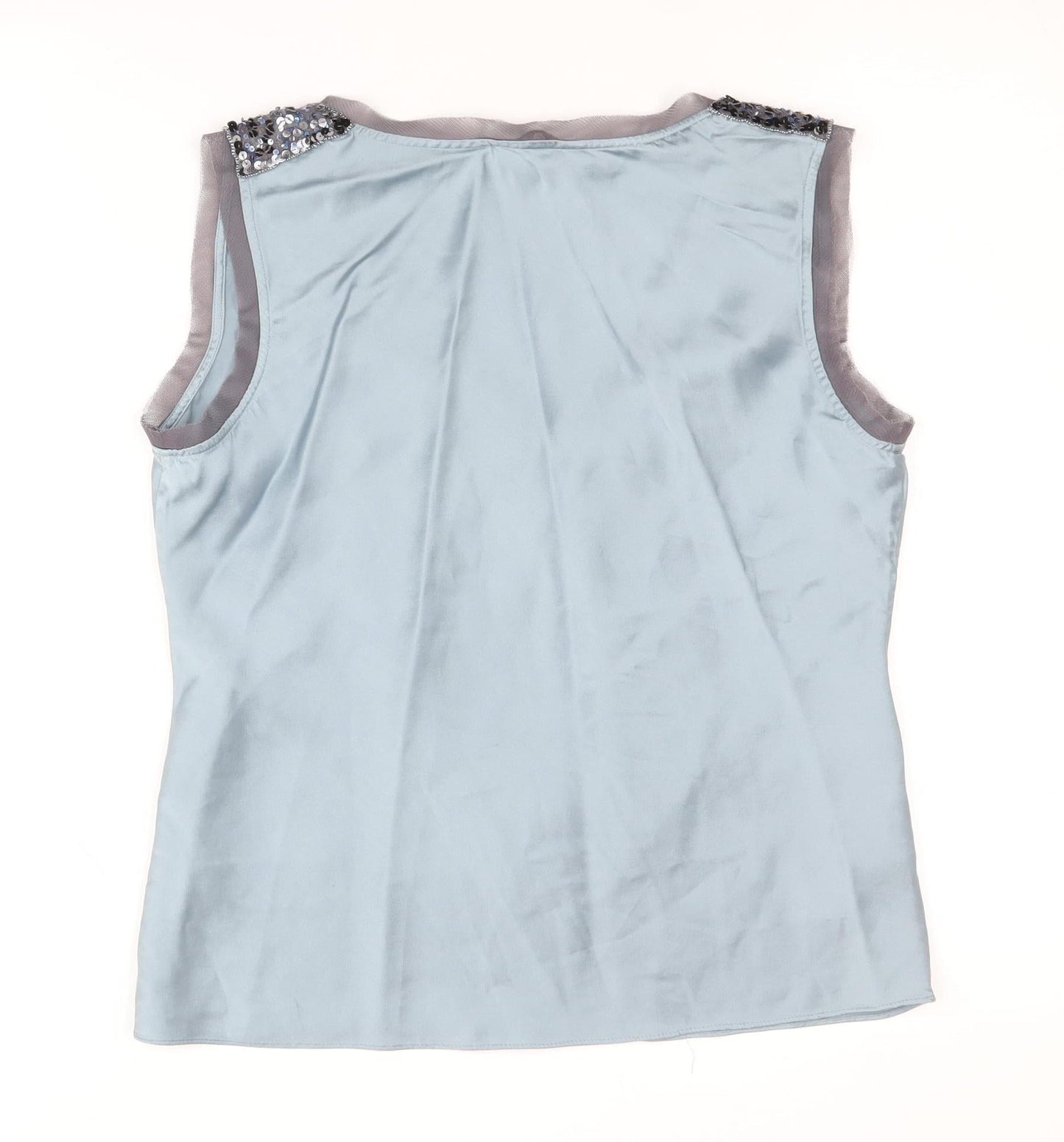 Laura Ashley Women's Blue Silk Sequin Blouse Size 14
