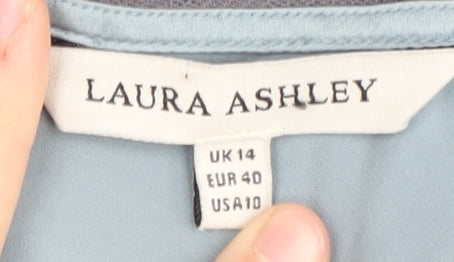 Laura Ashley Women's Blue Silk Sequin Blouse Size 14