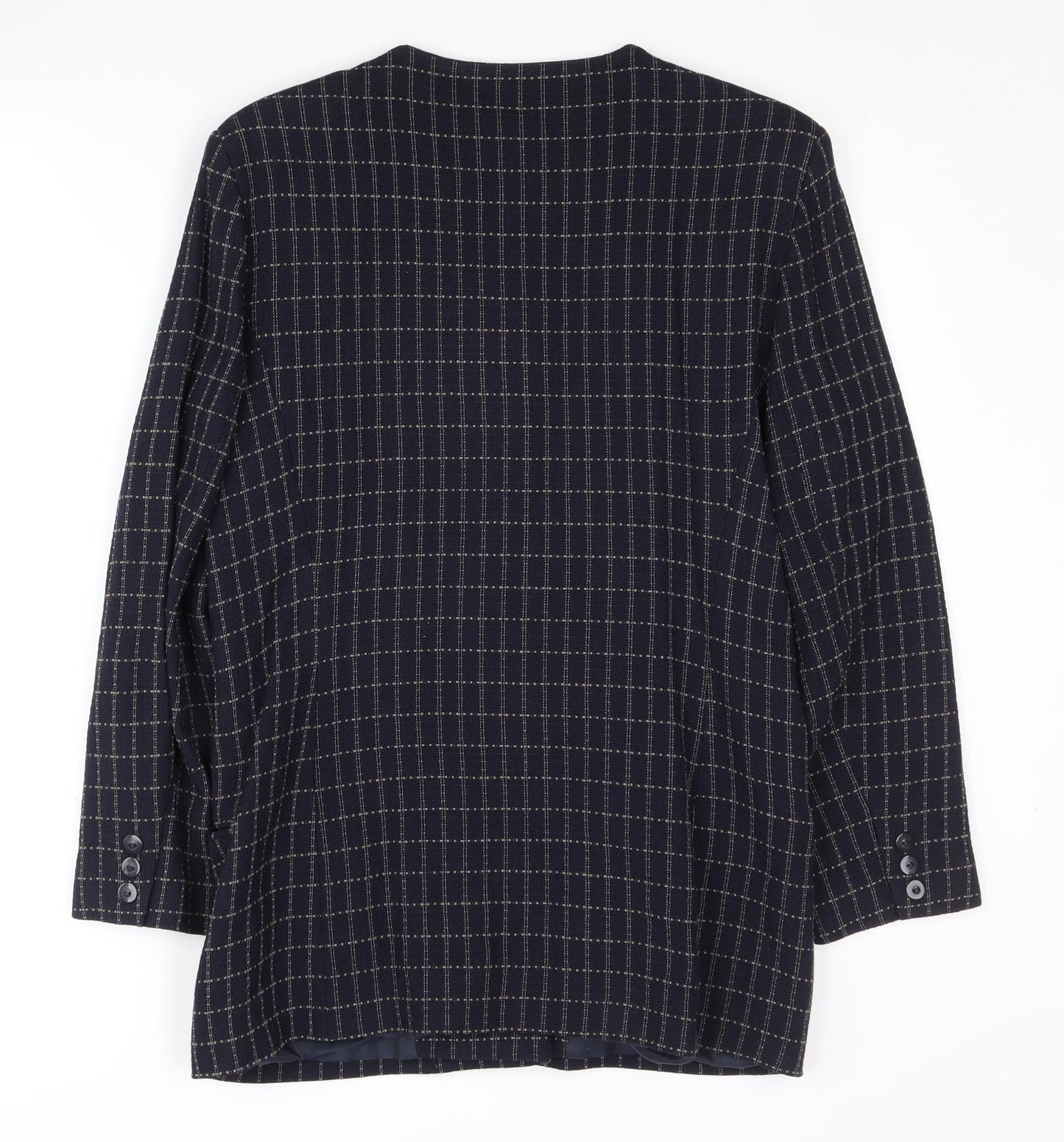 Alexon Women's Blue Check Wool Blazer, Size 12, Vintage