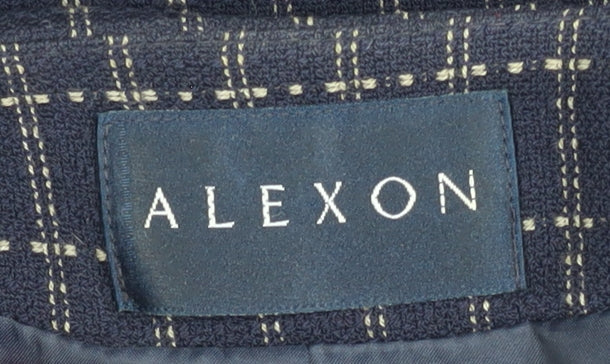 Alexon Women's Blue Check Wool Blazer, Size 12, Vintage