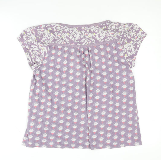 White Stuff Women's Purple Floral T-Shirt Size 12