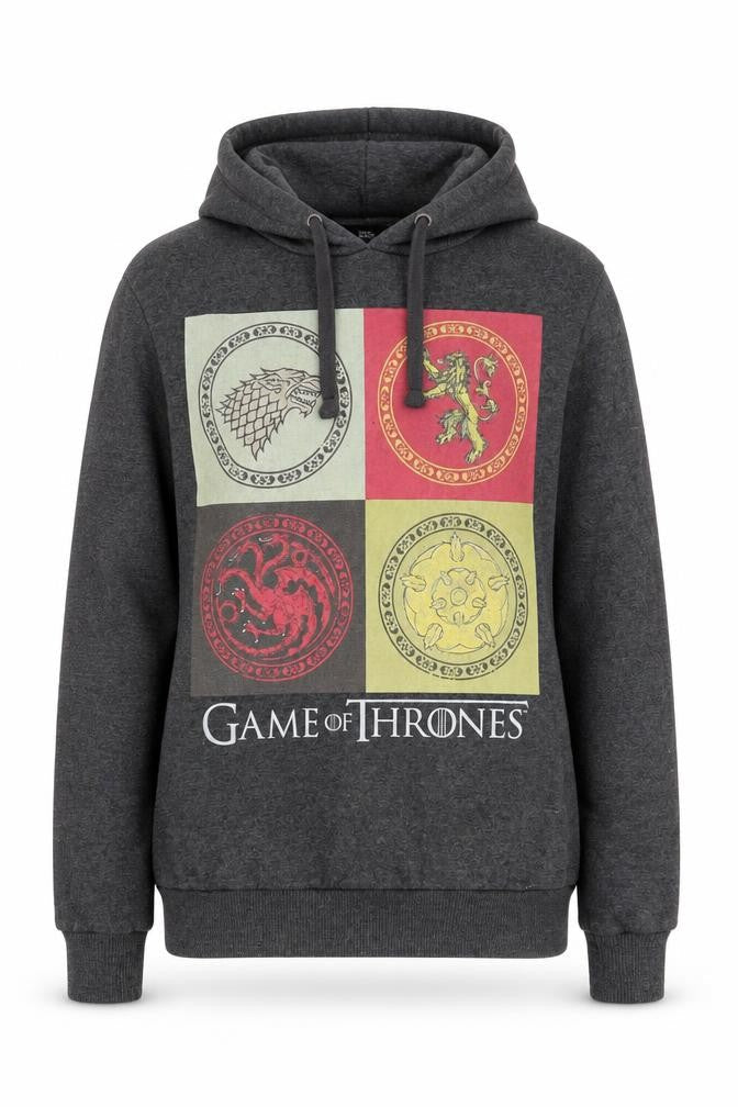 Unisex Adults UK 8 Regular Game Of Thrones Grey Pullover Hoodie