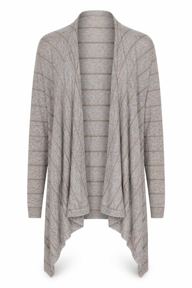 FatFace Women's Grey Striped Open Front Cardigan Size 6