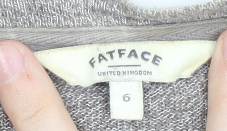 Fat Face Women's Grey Striped Open Front Cardigan Size 6