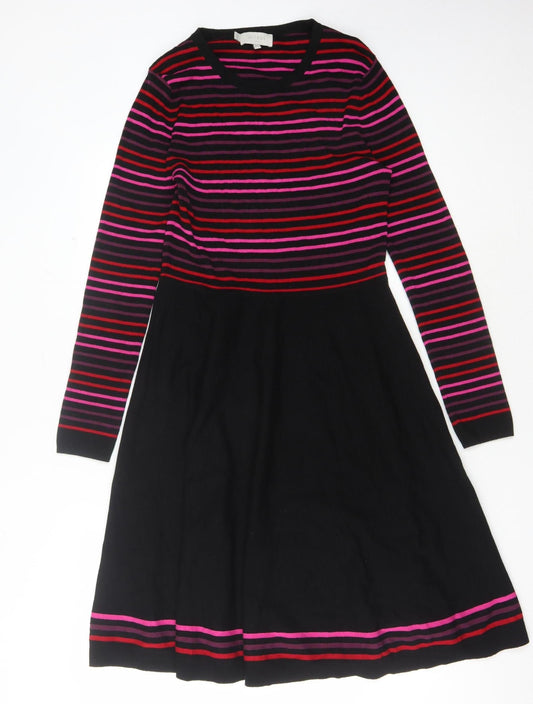 Hobbs Women's Multicoloured Stripe Knit Fit & Flare Dress Size 12