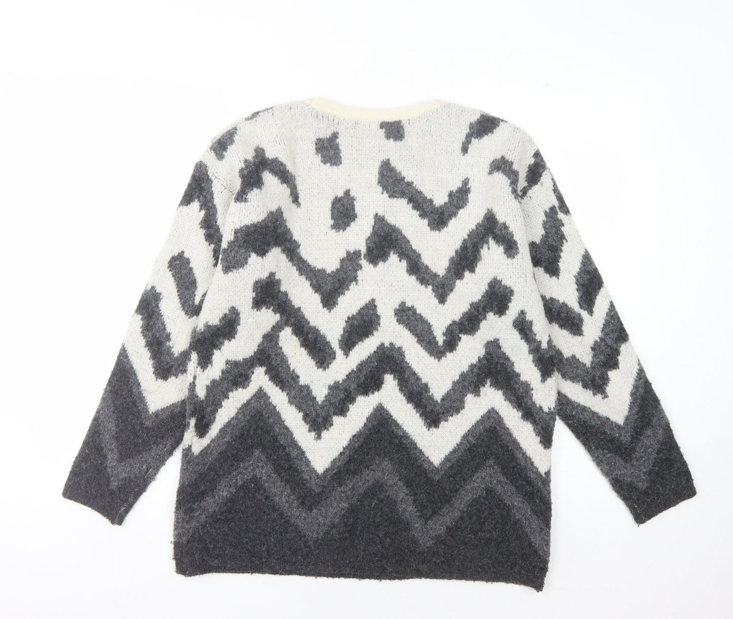 Klass Women's Grey Geometric Knit Jumper Size S