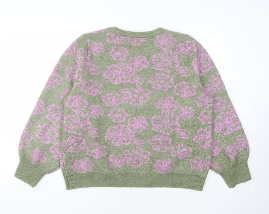 FatFace Women's Green Floral Pullover Jumper Size 16