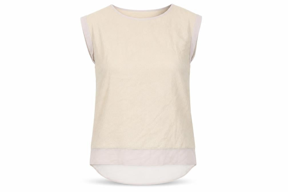 Oasis Women Beige Blouse, Size 6, Casual Crew Neck