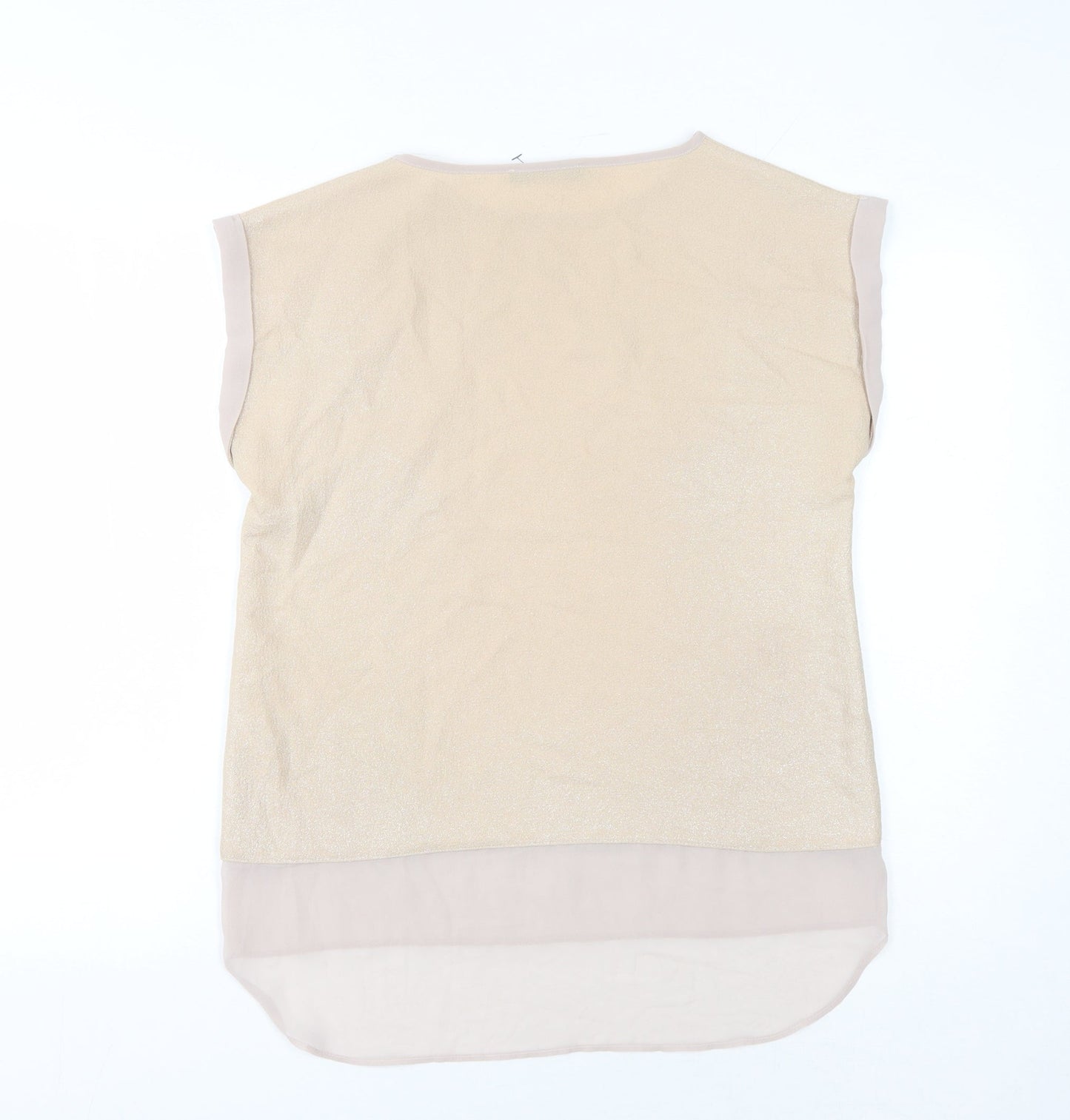 Oasis Women Beige Blouse, Size 6, Casual Crew Neck
