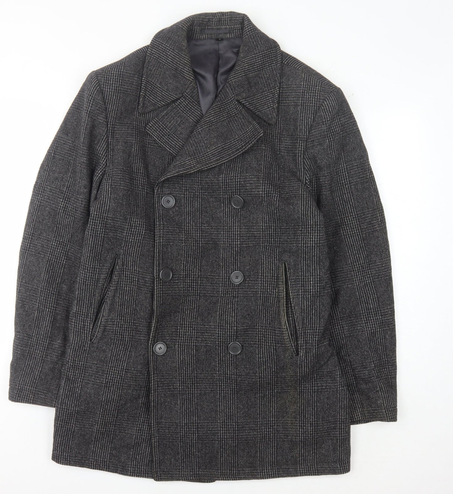 Feraud Men's Grey Wool Cashmere Pea Coat M