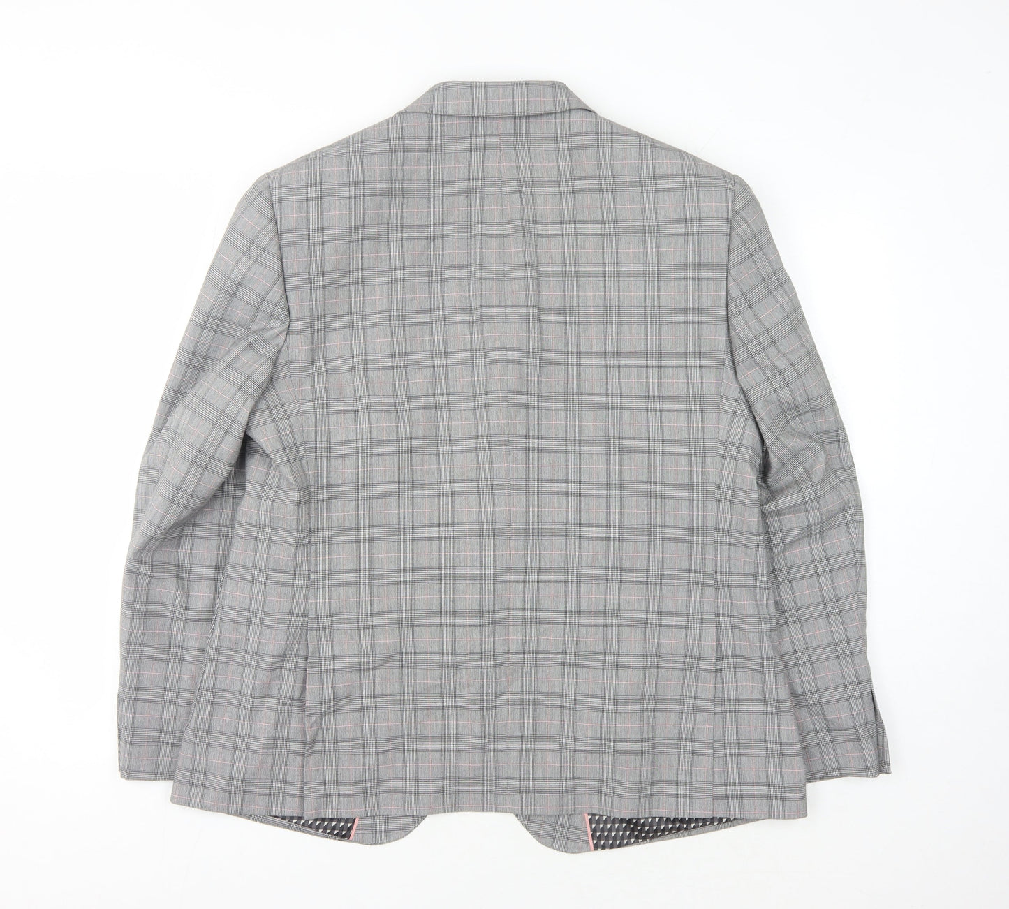 Marks and Spencer Men's Grey, Pink & White Plaid Blazer XL