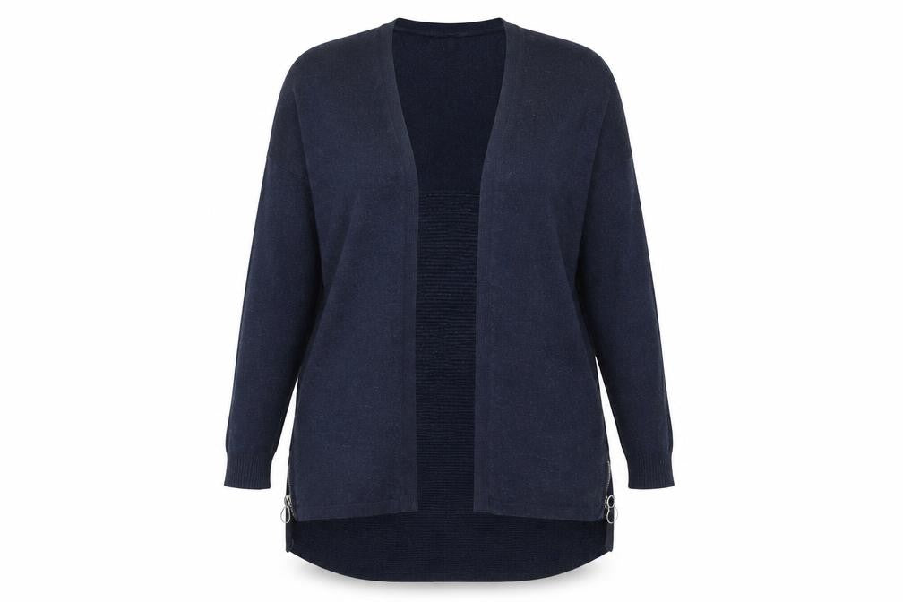Front view of Red Herring Women's Blue Open Front Cardigan UK, size 16