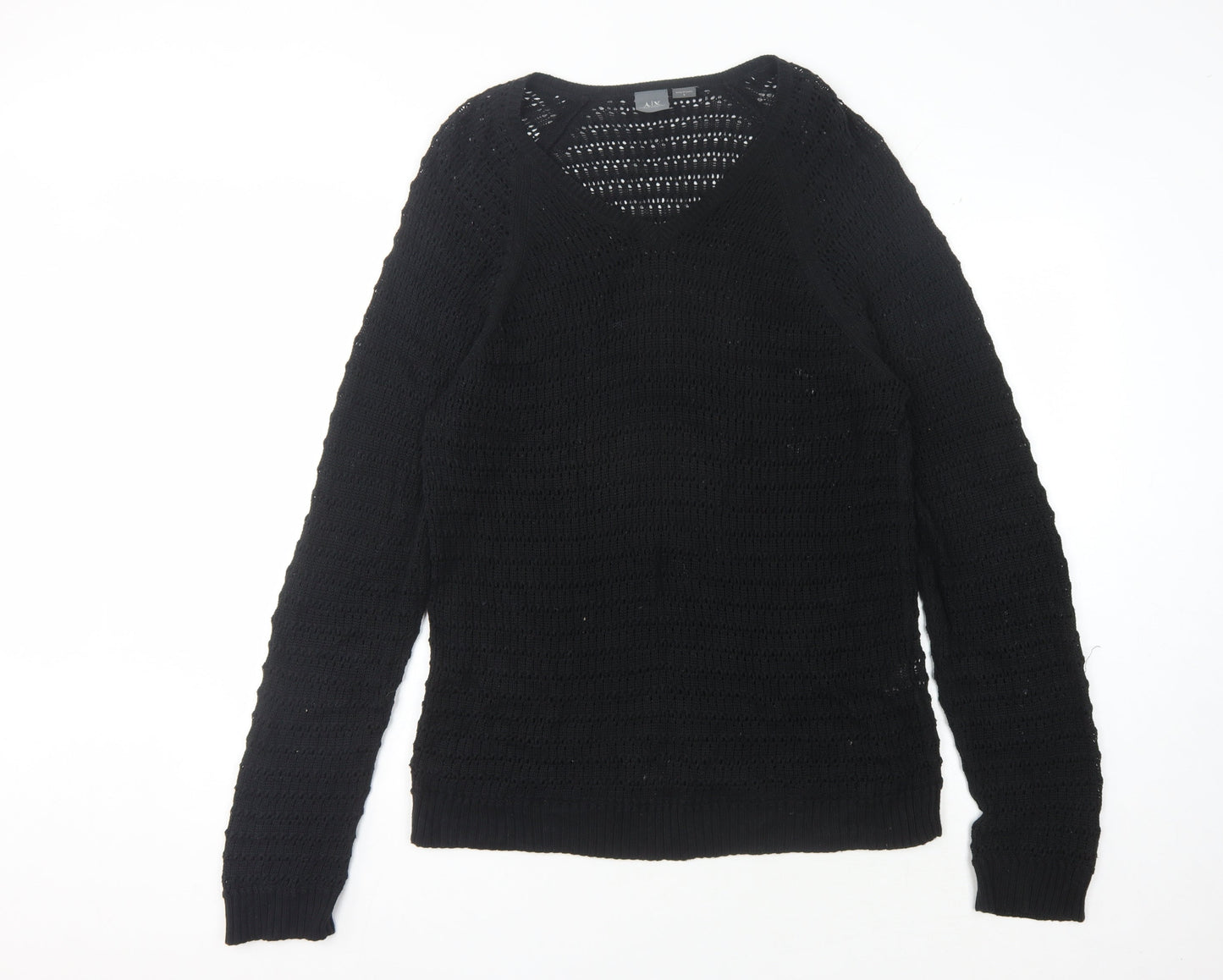 Armani Exchange Women's Black V-Neck Pullover Jumper L