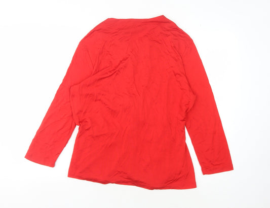Jaeger Women's Red Viscose Wrap Blouse L