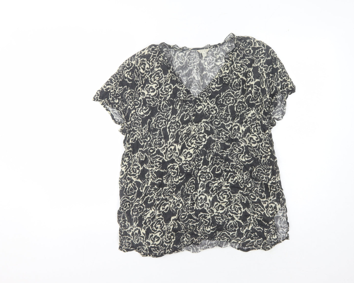 Jigsaw Women's Black Floral Linen Top, Size 8