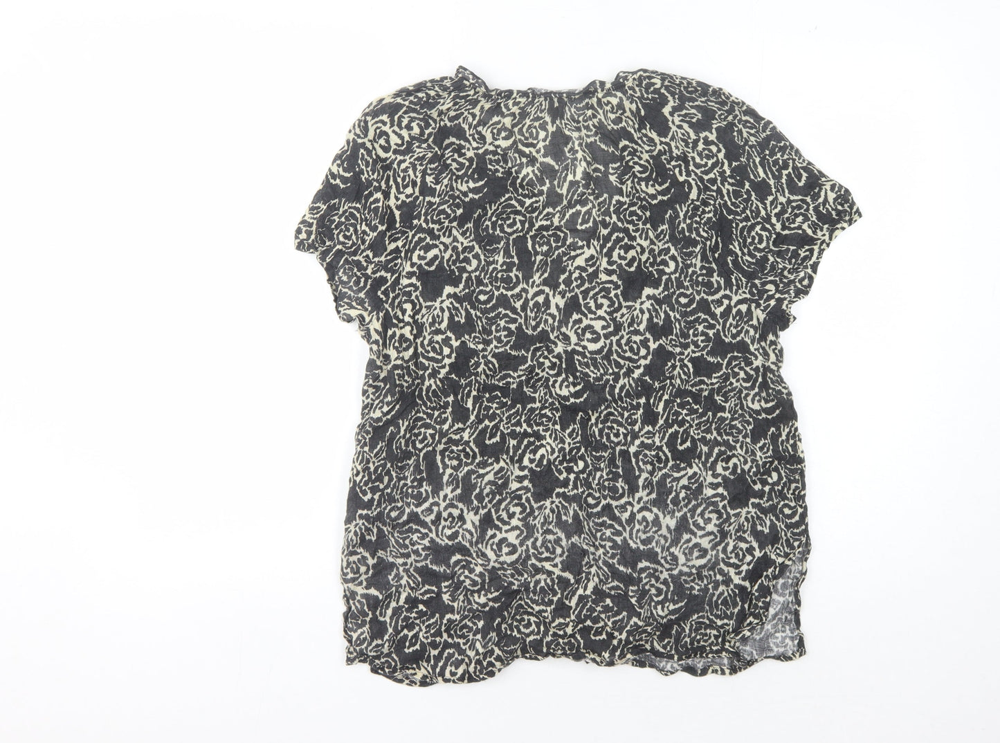 Jigsaw Women's Black Floral Linen Top, Size 8
