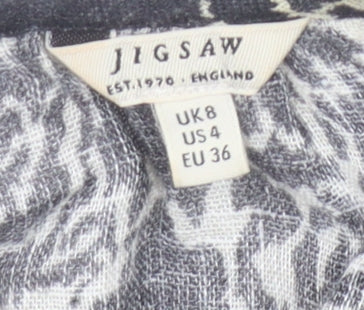 Jigsaw Women's Black Floral Linen Top, Size 8