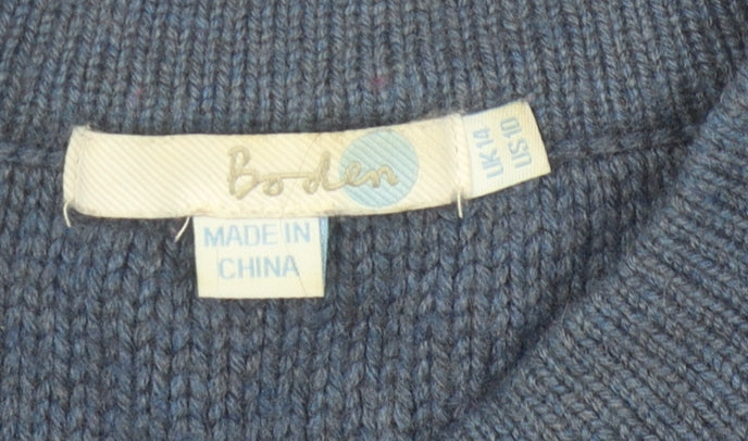 Boden Women's Blue Wool Blend Pullover Jumper UK 14
