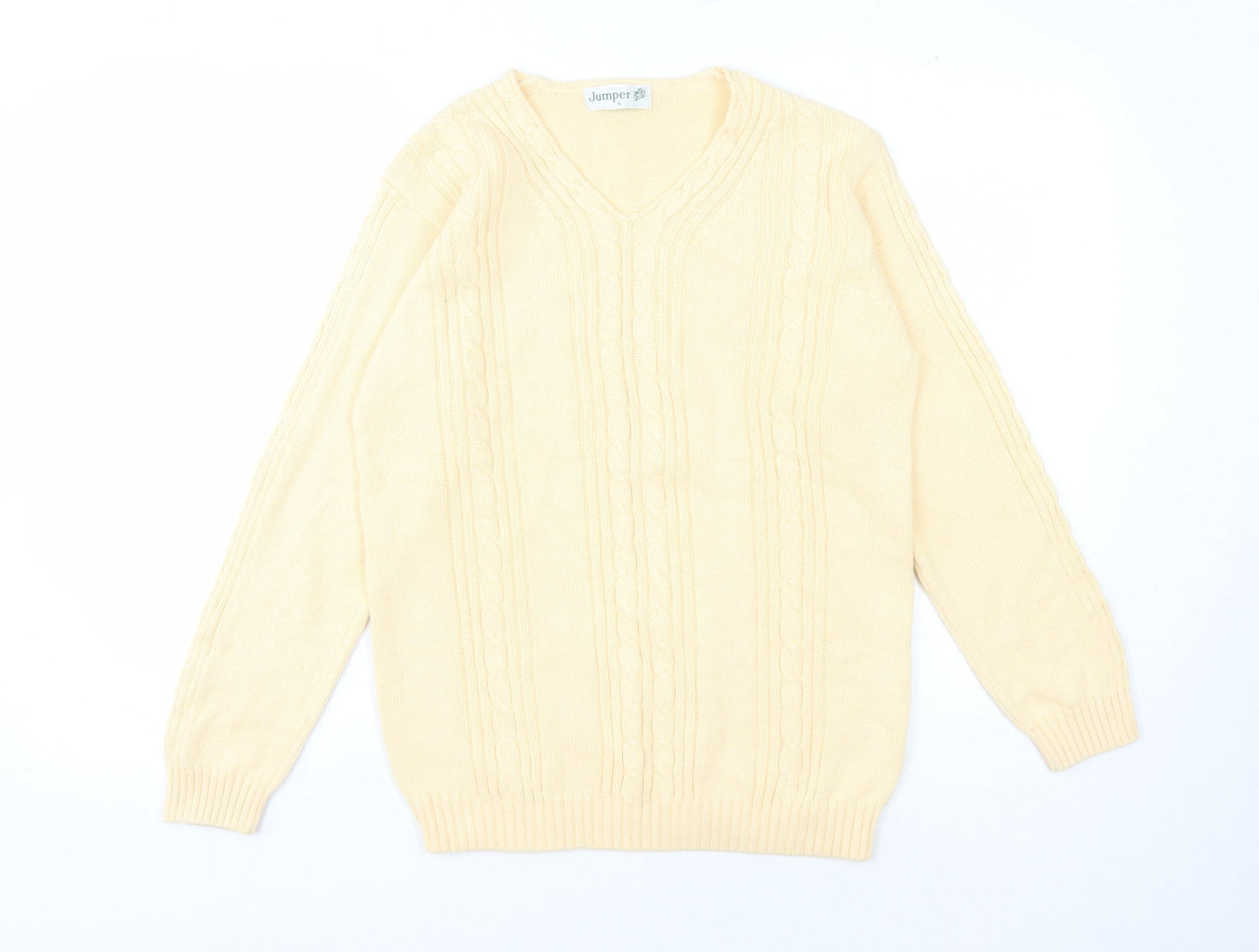 Jumper Women's Ivory Cable-Knit V-Neck Pullover S