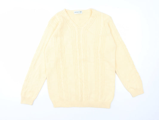 Jumper Women's Ivory Cable-Knit V-Neck Pullover S