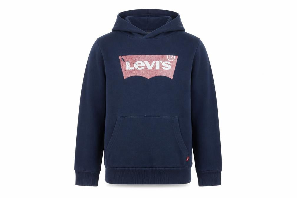 Front view of Levi's boys’ blue pullover hoodie - 16 years, graphic logo