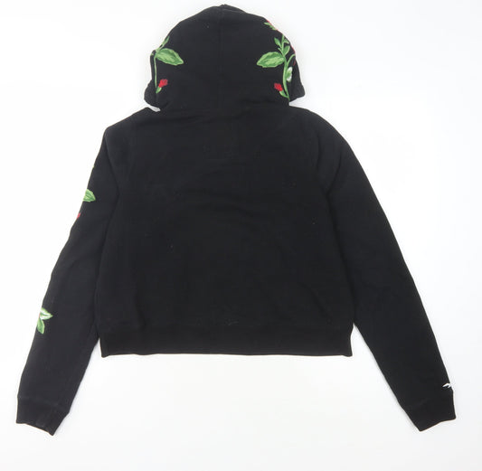 Hollister Women's Black Embroidered Hoodie Size S