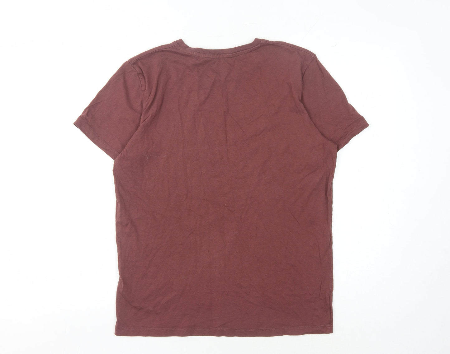 Jack & Jones Men's Brown Cotton Crew Neck T-Shirt, Size M