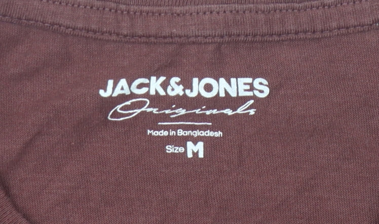 Jack & Jones Men's Brown Cotton Crew Neck T-Shirt, Size M