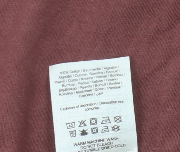 Jack & Jones Men's Brown Cotton Crew Neck T-Shirt, Size M