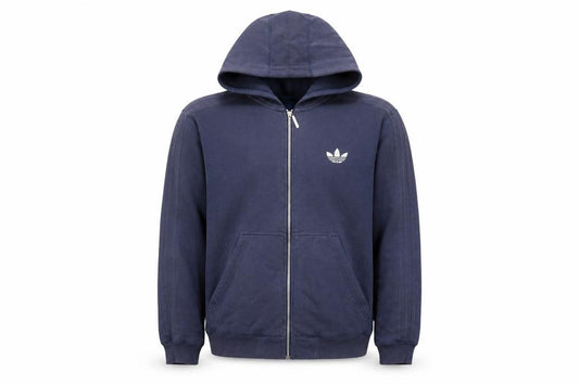 Mens UK L Regular adidas Blue Full Zip Hoodie