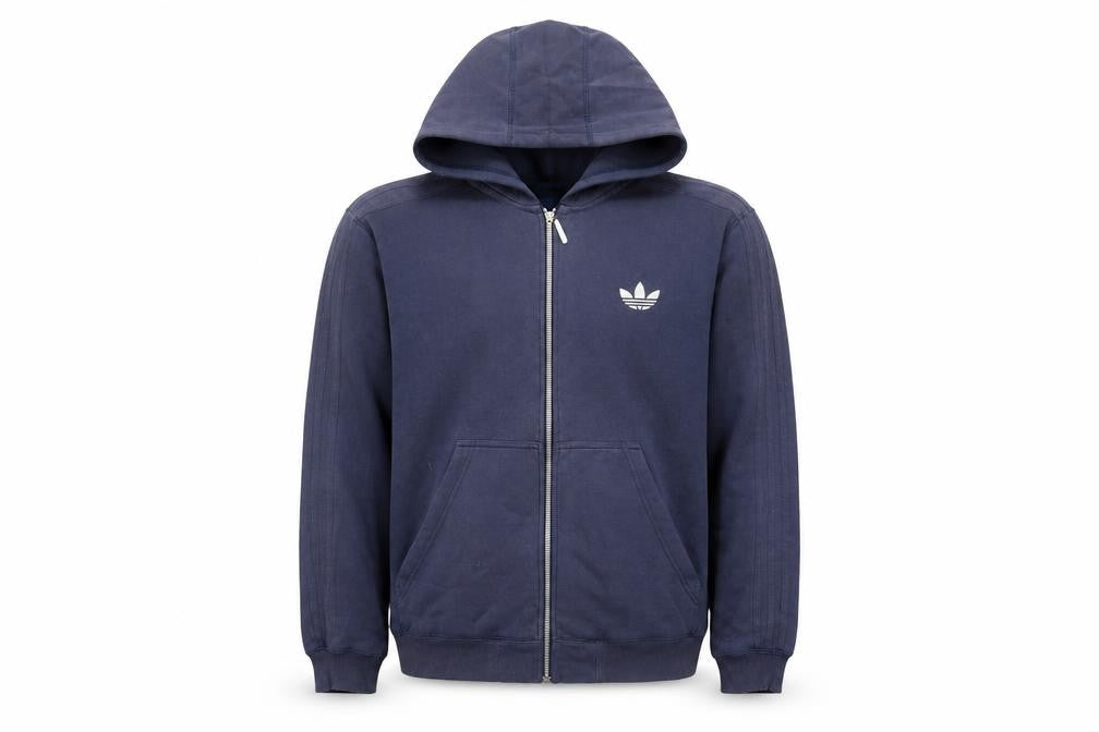 Mens UK L Regular adidas Blue Full Zip Hoodie