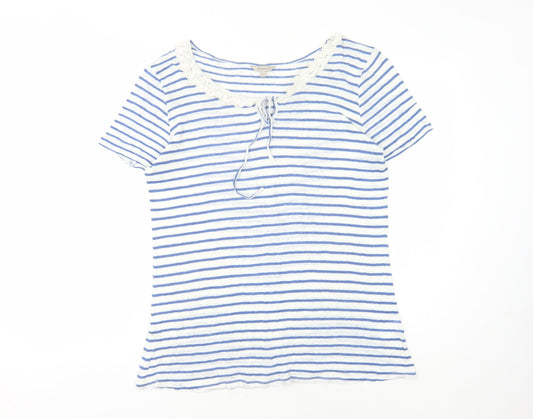 Kew Women's Blue Striped T-Shirt XL Regular Fit