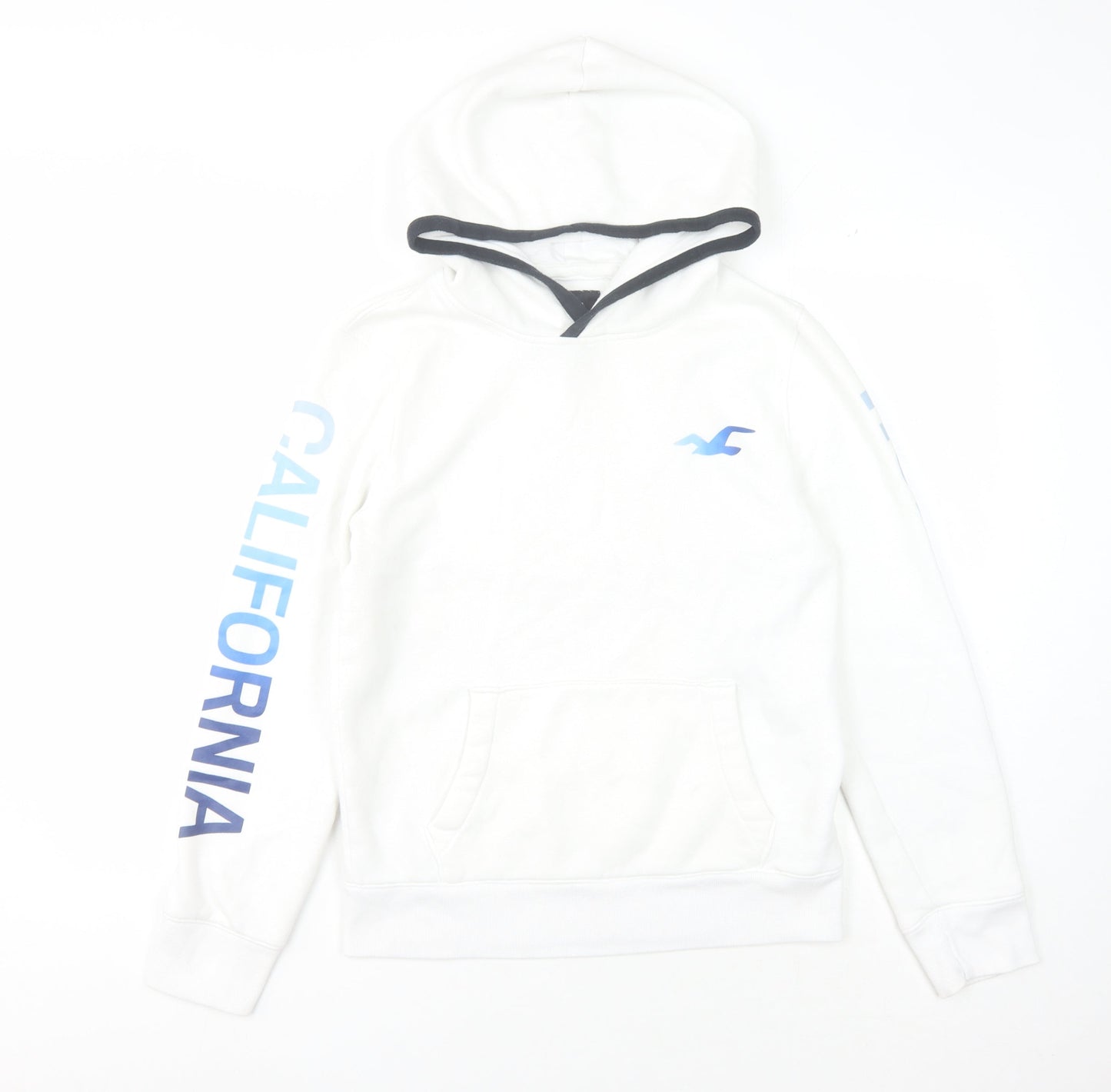 Hollister Mens XS White Pullover Hoodie with Logo