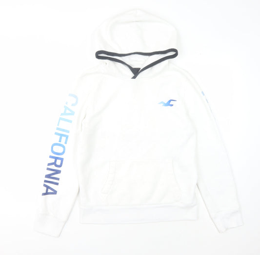 Hollister Mens XS White Pullover Hoodie with Logo