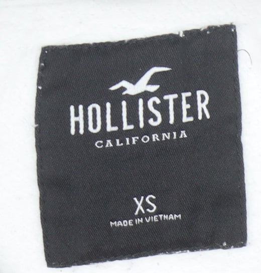 Hollister Mens XS White Pullover Hoodie with Logo