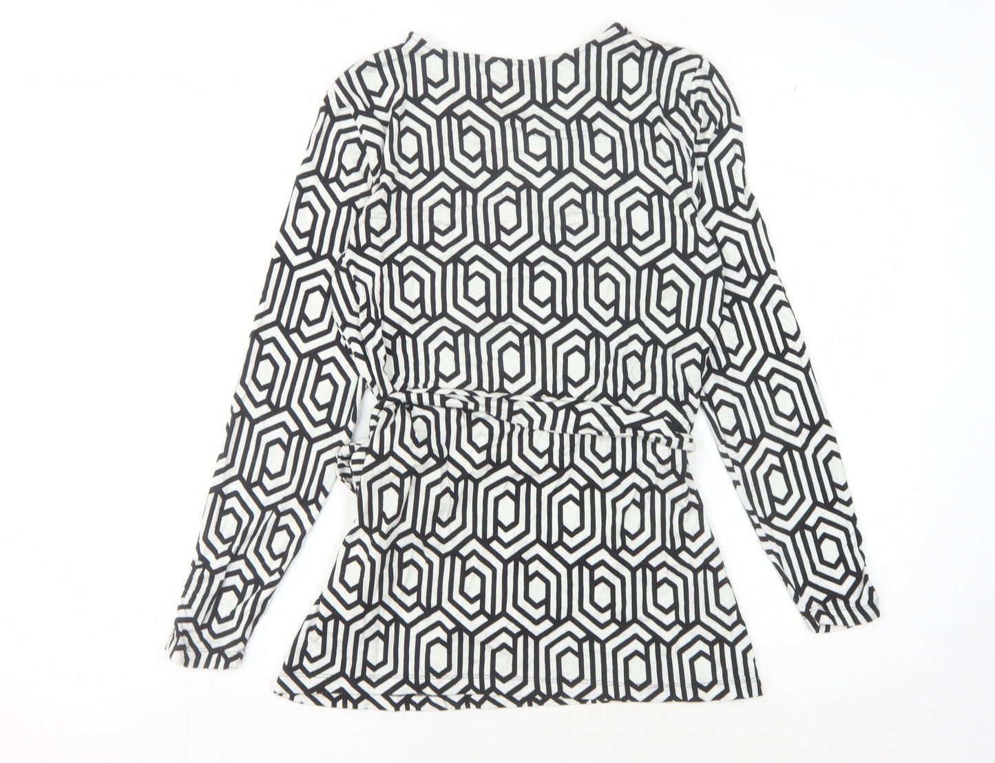 Sosandar Women's Wrap Blouse, Black Geometric, Size 12
