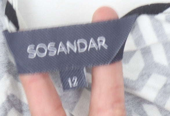 Sosandar Women's Wrap Blouse, Black Geometric, Size 12