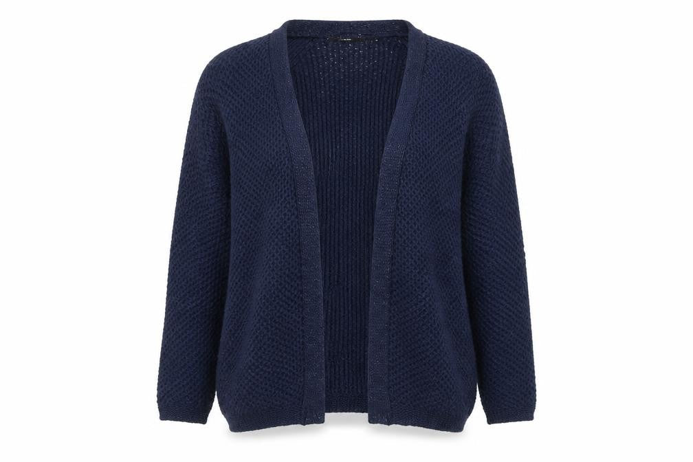Front view of Only Women's Blue Open-Knit Open Front Cardigan L