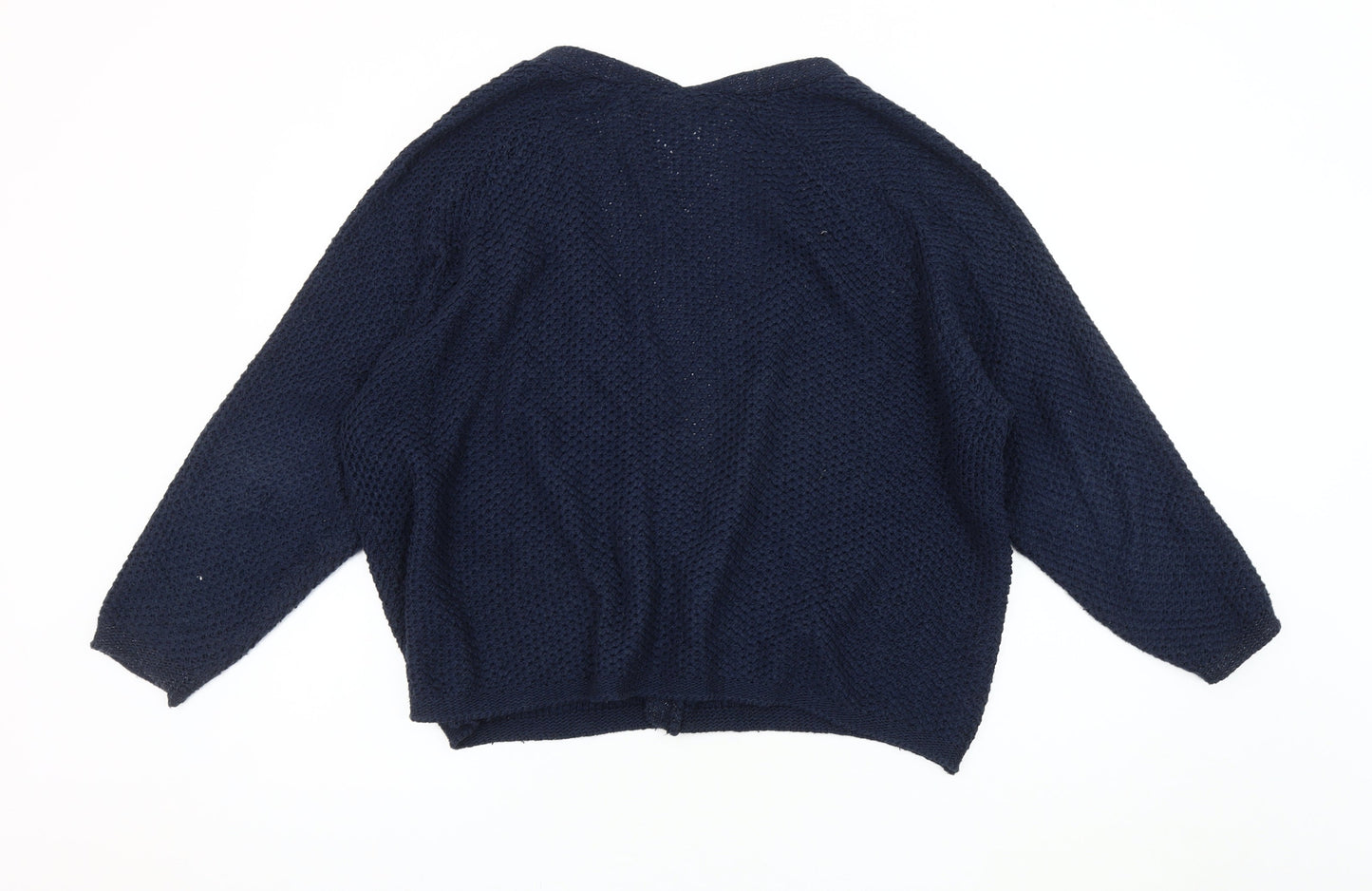 ONLY Women's Blue Open-Knit Open Front Cardigan L