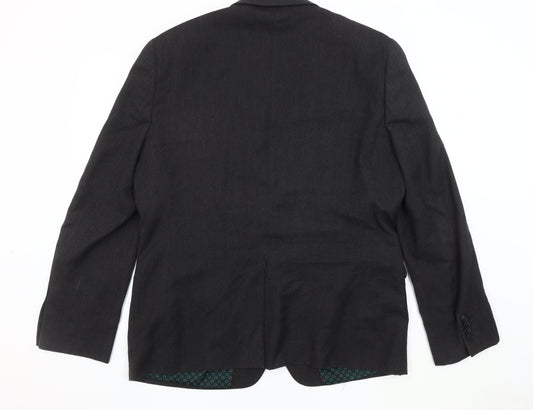 Next Men's Grey Wool Blazer 44R Regular Double-Vented