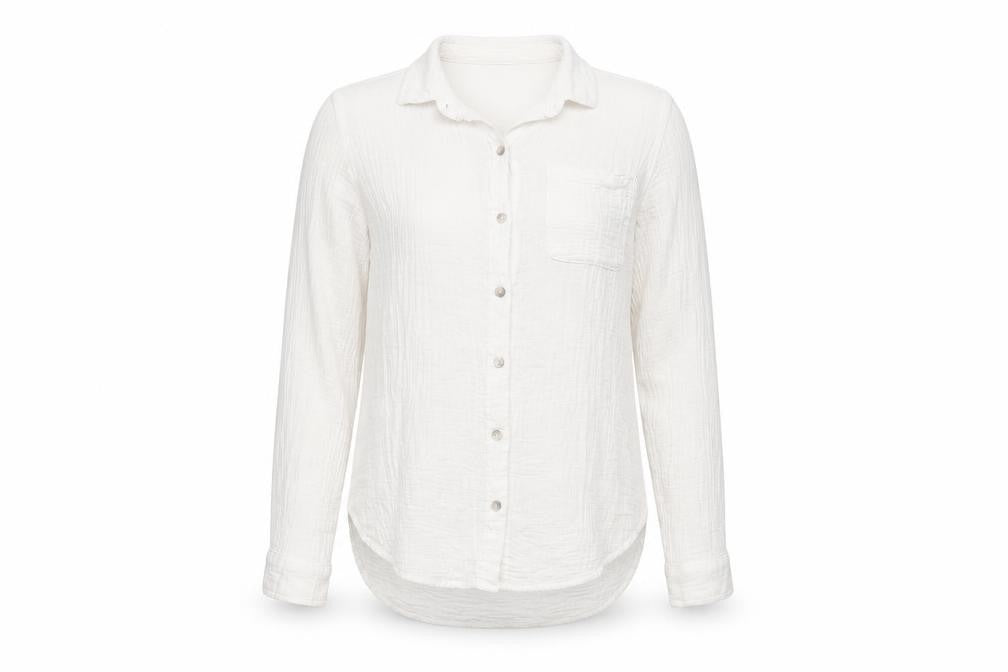 Jessica Mens Simpson White Cotton Button-Up Shirt S