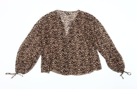 ASOS DESIGN Women's Brown Animal Print Blouse Size 12