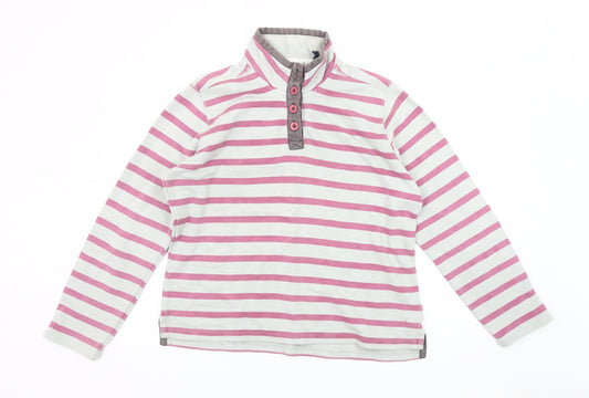 Seasalt Women's Pink Henley Striped Sweatshirt Size 12