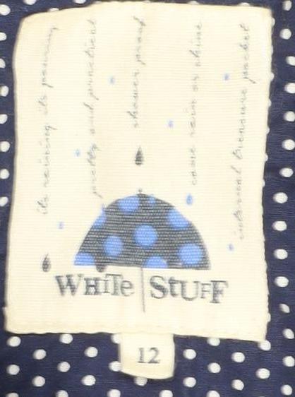 White Stuff Women's Blue Bird Pattern Hooded Coat Size 12