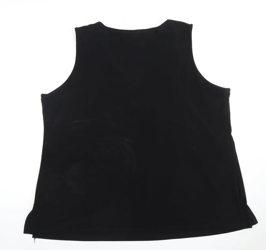 Susan Lawrence Women's Black Beaded V-Neck Tank Plus