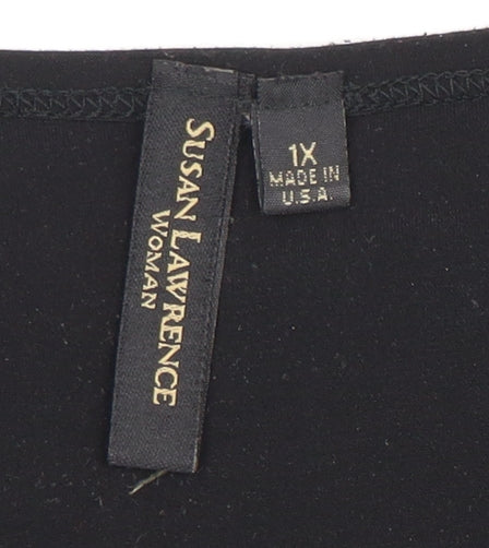 Susan Lawrence Women's Black Beaded V-Neck Tank Plus